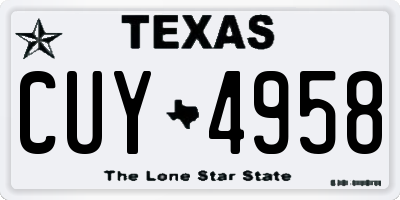 TX license plate CUY4958