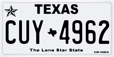 TX license plate CUY4962