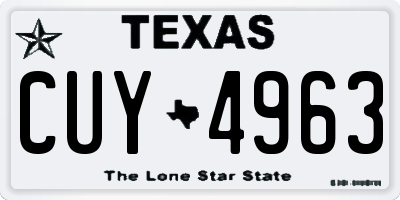 TX license plate CUY4963
