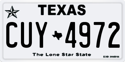 TX license plate CUY4972