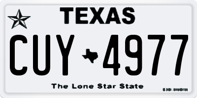 TX license plate CUY4977