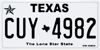TX license plate CUY4982