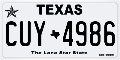 TX license plate CUY4986