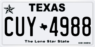 TX license plate CUY4988
