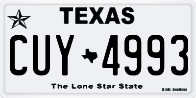 TX license plate CUY4993
