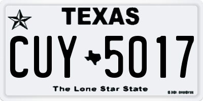 TX license plate CUY5017