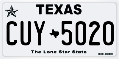 TX license plate CUY5020