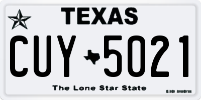 TX license plate CUY5021