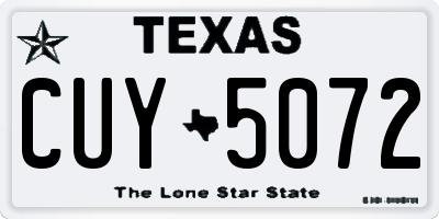 TX license plate CUY5072