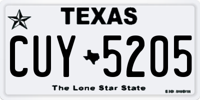 TX license plate CUY5205