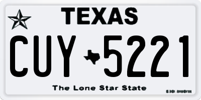 TX license plate CUY5221