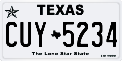 TX license plate CUY5234