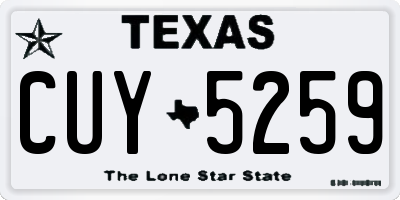 TX license plate CUY5259