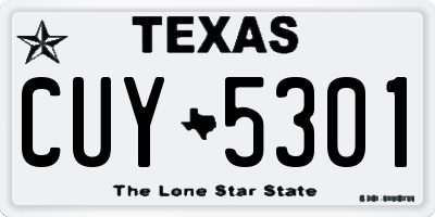 TX license plate CUY5301