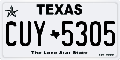 TX license plate CUY5305