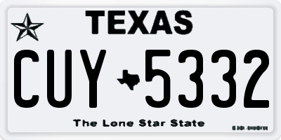 TX license plate CUY5332