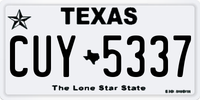 TX license plate CUY5337