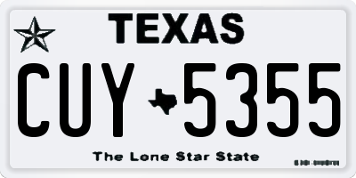 TX license plate CUY5355