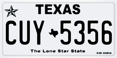 TX license plate CUY5356