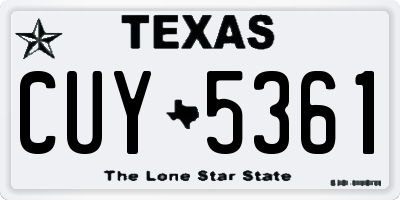 TX license plate CUY5361