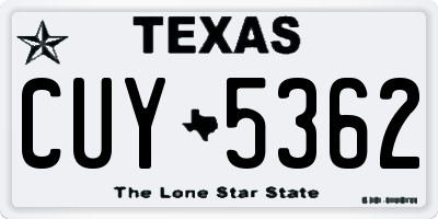 TX license plate CUY5362