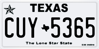 TX license plate CUY5365