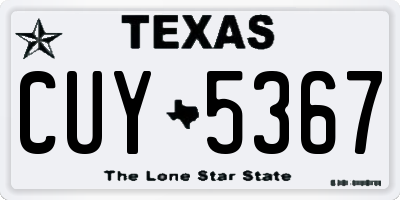 TX license plate CUY5367