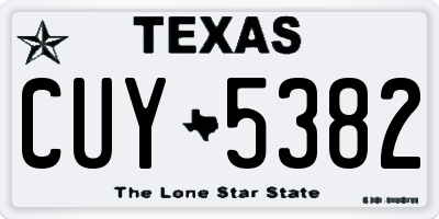 TX license plate CUY5382