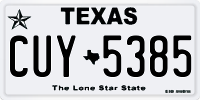 TX license plate CUY5385