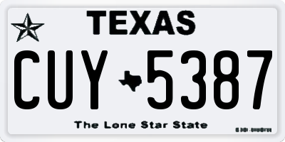 TX license plate CUY5387