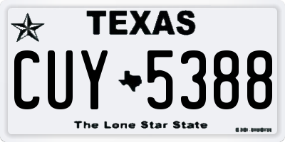 TX license plate CUY5388