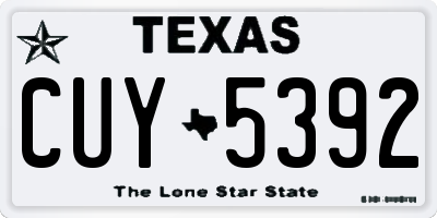 TX license plate CUY5392
