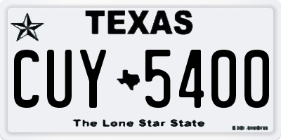 TX license plate CUY5400