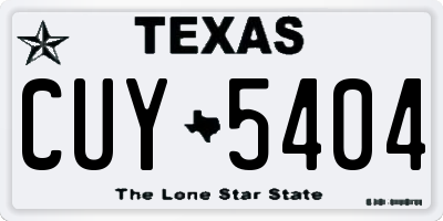 TX license plate CUY5404