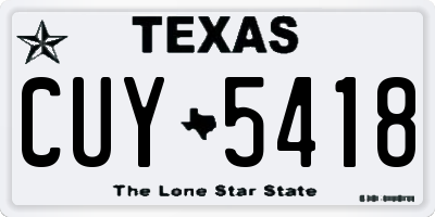 TX license plate CUY5418