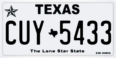 TX license plate CUY5433