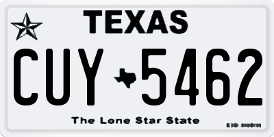 TX license plate CUY5462