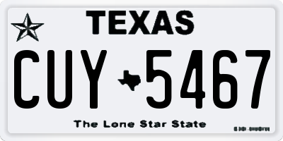 TX license plate CUY5467