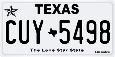 TX license plate CUY5498