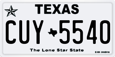 TX license plate CUY5540