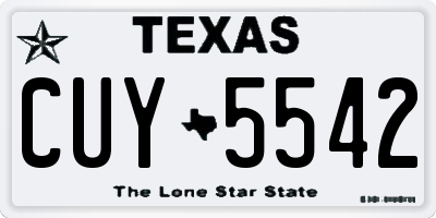 TX license plate CUY5542