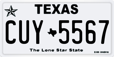 TX license plate CUY5567