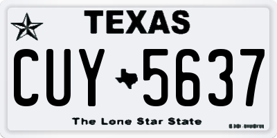 TX license plate CUY5637
