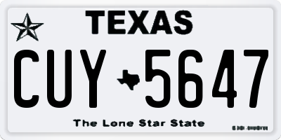TX license plate CUY5647