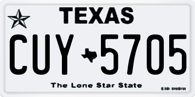 TX license plate CUY5705