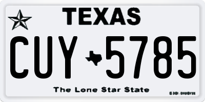TX license plate CUY5785