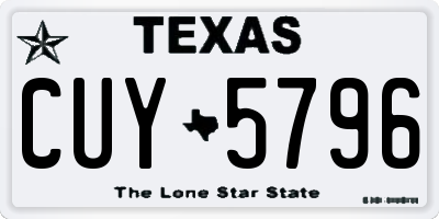 TX license plate CUY5796