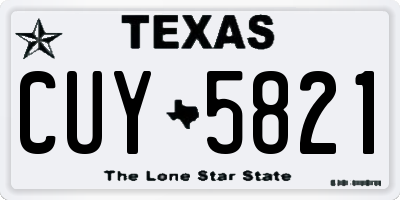TX license plate CUY5821