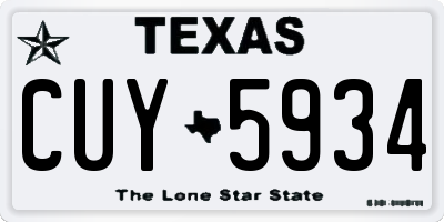 TX license plate CUY5934