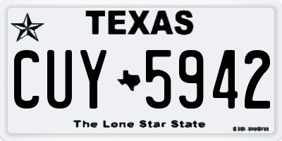 TX license plate CUY5942